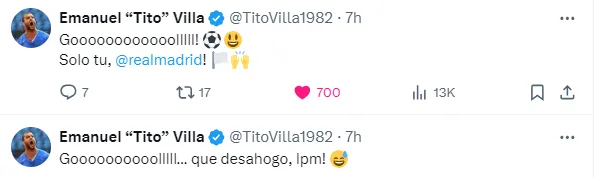 Publicaciones de Tito Villa en redes sociales