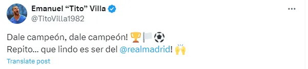 Mensaje de Emanuel Villa en redes sociales