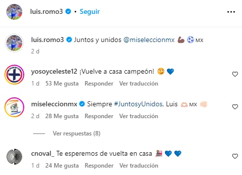 Reacciones de la afición en Instagram