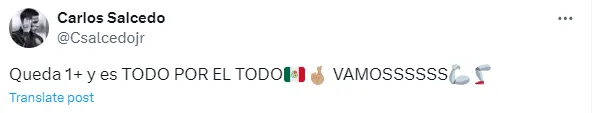 Mensaje de Salcedo en redes sociales