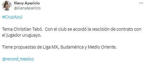 Cruz Azul y Tabó ya no están más unidos. (@IlianyAparicio)