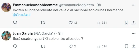 Comentarios de fanáticos en X (antes Twitter)