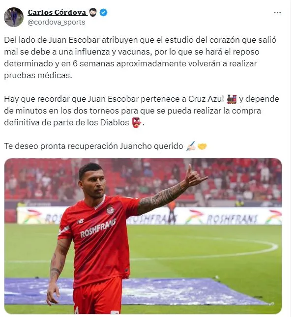 El entorno de Juan Escobar explicó por qué tuvo un problema de salud (X)