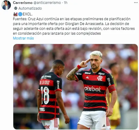 Cruz Azul sigue en carrera por De Arrascaeta. (@anticarrerismo)