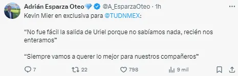 Kevin Mier se dijo sorprendido por la salida de Antuna. (@A_EsparzaOteo)