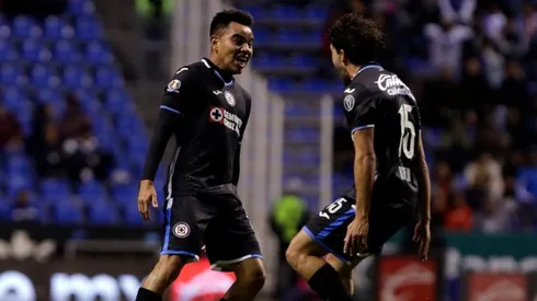 Rodríguez celebrando su tanto contra el Puebla