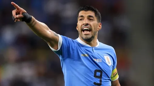 Suárez en un partido con la selección de Uruguay