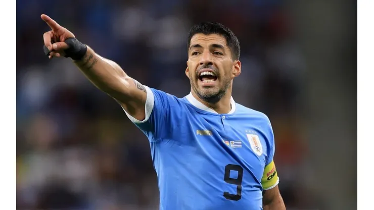 Suárez en un partido con la selección de Uruguay