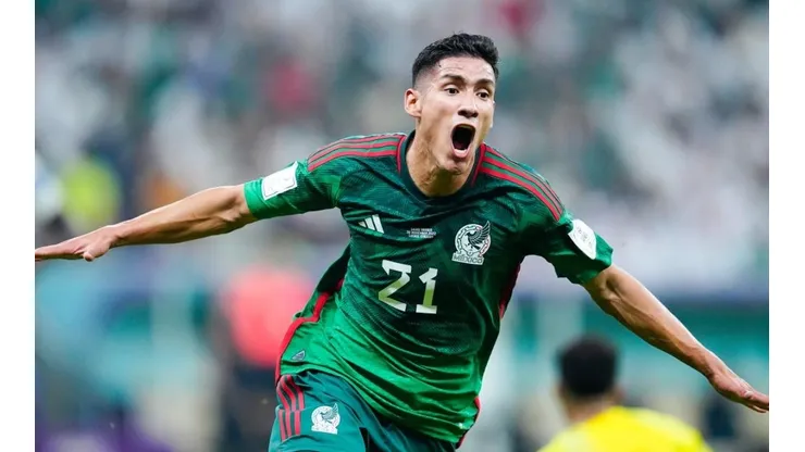 Uriel Antuna durante el partido entre México y Arabia Saudita