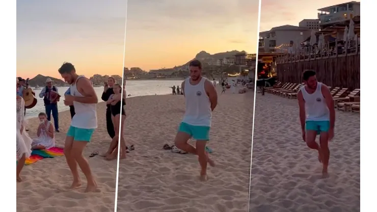 Santi Giménez bailó La Chona desde la playa.
