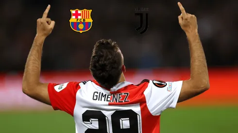 Santiago Giménez en un partido con el Feyenoord