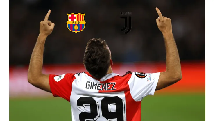 Santiago Giménez en un partido con el Feyenoord