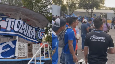 Los aficionados reunidos en el punto de encuentro