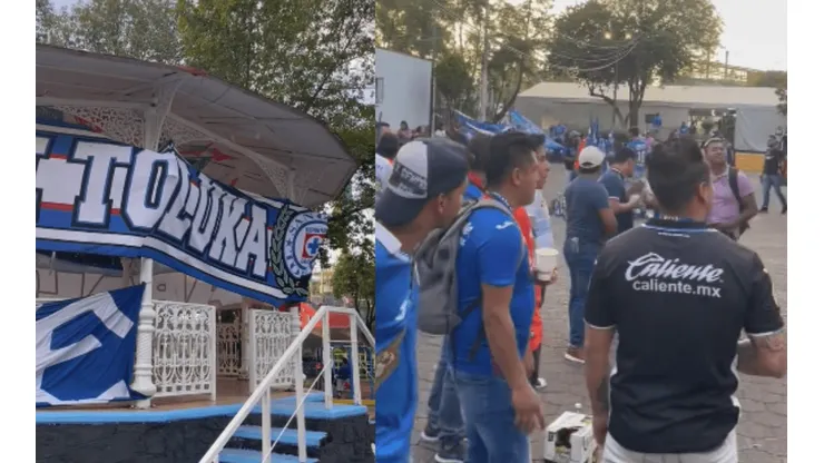 Los aficionados reunidos en el punto de encuentro