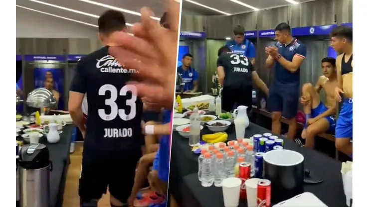El 'bufet' con el que fue recibido Cruz Azul en el vestidor.