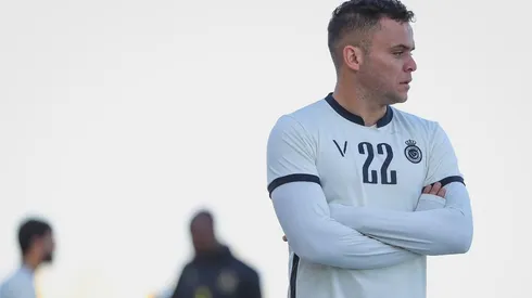 Jonathan Rodríguez en el entrenamiento de este lunes