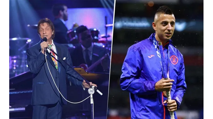El cantante Roberto Carlos y el Piojo