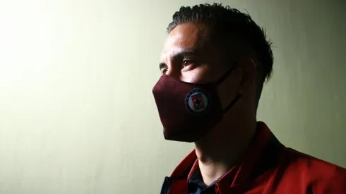 Alexis Peña en una concentración con Cruz Azul