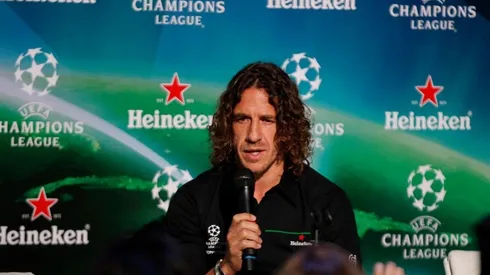 Carles Puyol en una conferencia de prensa