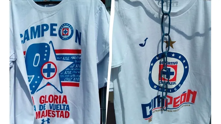 Las playeras que ya se venden en el Estadio Azteca previo a la Gran Final de Cruz Azul ante Santos.