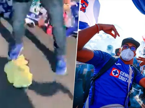 (VIDEO) Aficionados de Cruz Azul pisotean playera del América