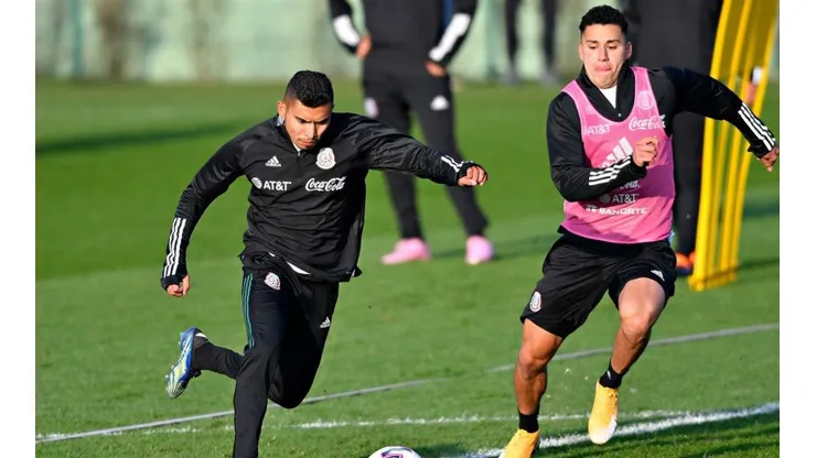Orbelin Pineda en un entrenamiento de la selección
