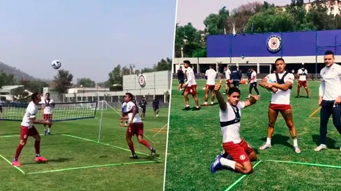 Luis Romo ganó en el fut tenis durante el entrenamiento de Cruz Azul en La Noria.