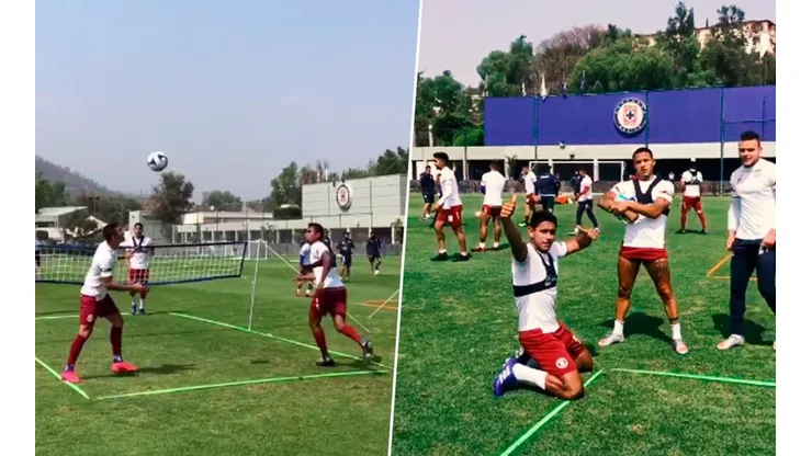 Luis Romo ganó en el fut tenis durante el entrenamiento de Cruz Azul en La Noria.