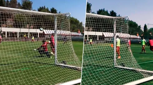 Bryan Angulo anotó un golazo en el entrenamiento de Cruz Azul.