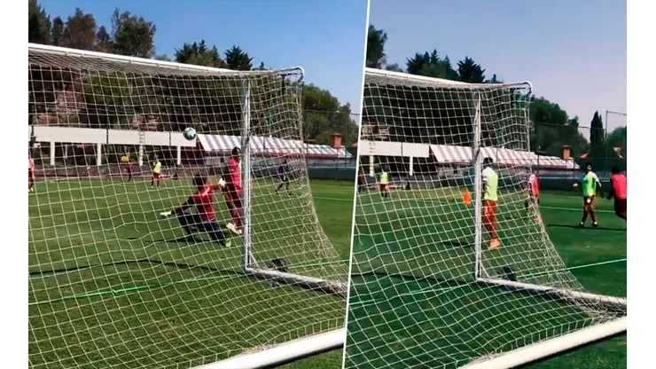 Bryan Angulo anotó un golazo en el entrenamiento de Cruz Azul.