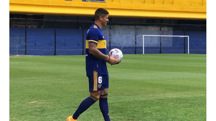 Marcos Rojo fue presentado hoy en Boca Juniors.