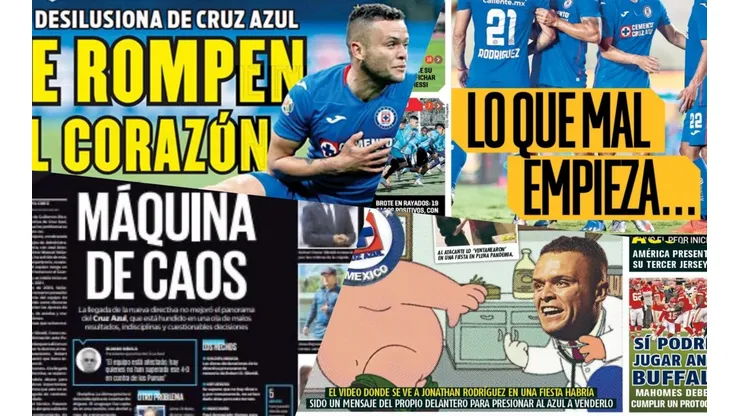 Cruz Azul se llevó las portadas de diarios este martes.