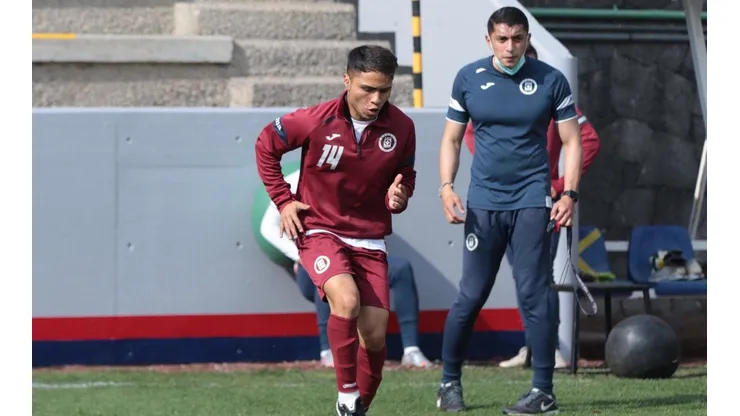 Misael en el entrenamiento de este miércoles