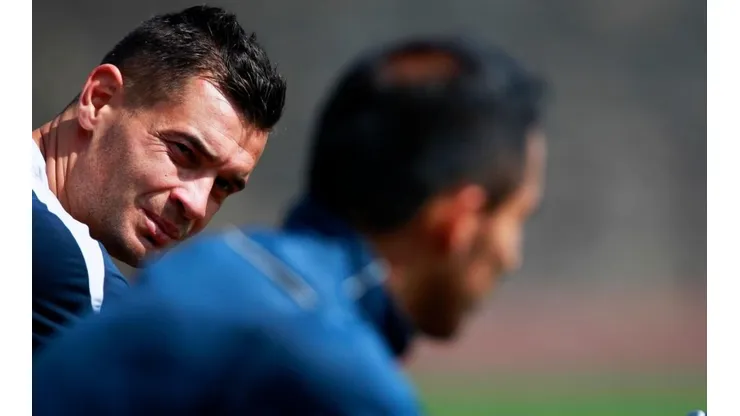 Caraglio en un entrenamiento con Cruz Azul