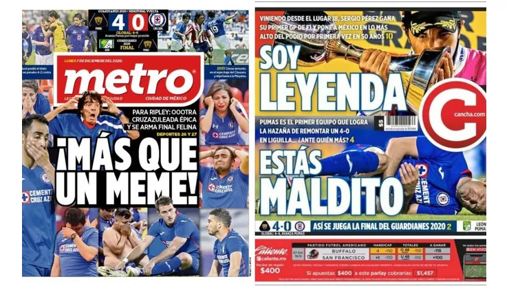 Las portadas de los medios tras la dura derrota de Cruz Azul ante Pumas UNAM