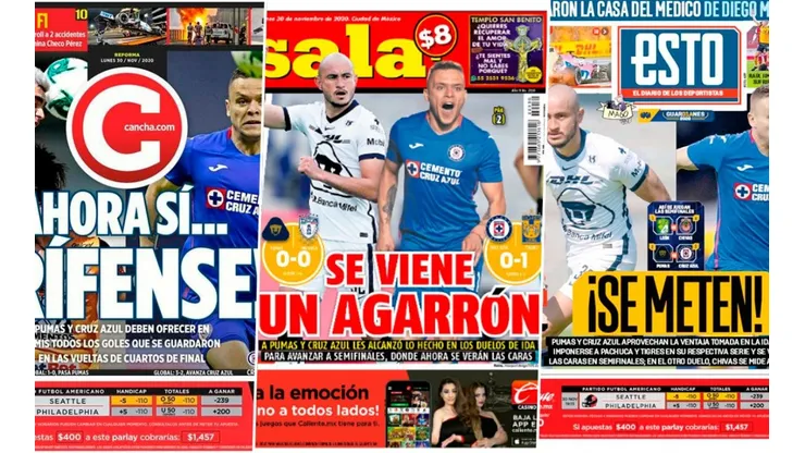 Portadas en México destacan el duelo entre Cruz Azul y Pumas de Semifinal.