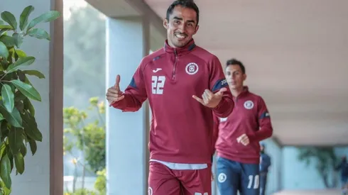 Rafael Baca en un entrenamiento con Cruz Azul