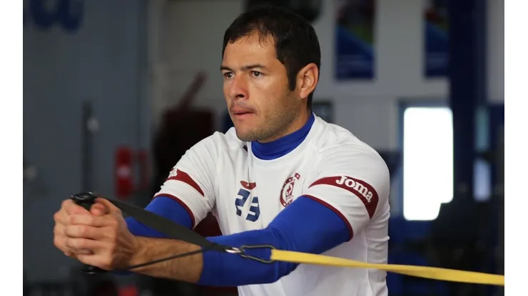 Pablo Aguilar durante el entrenamiento de este lunes