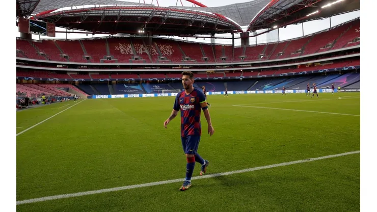 Messi en el partido entre el Barcelona y el Bayern Munich