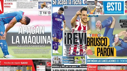 Cruz Azul y su primera derrota en 7 meses se llevan las portadas