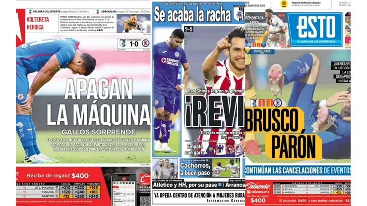 Cruz Azul y su primera derrota en 7 meses se llevan las portadas