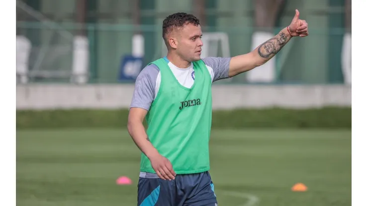 Cabecita en un entrenamiento de esta pretemporada