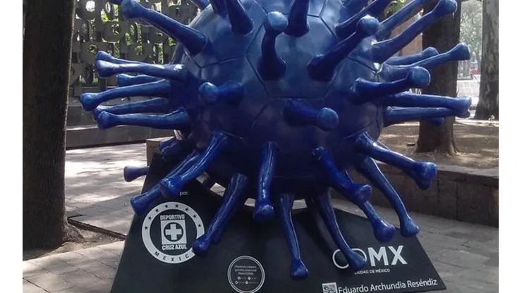 La imagen por más de curiosa de Cruz Azul con el balón del coronavirus