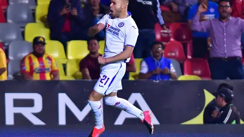 Rodríguez celebrando un tanto ante Morelia