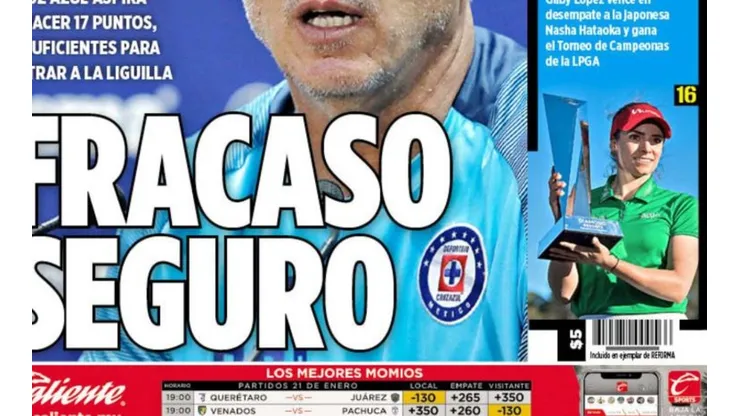 Cruz Azul y su fracaso siguen tomándose las portadas en México