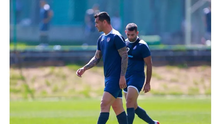 Milton Caraglio en el entrenamiento de Pretemporada.