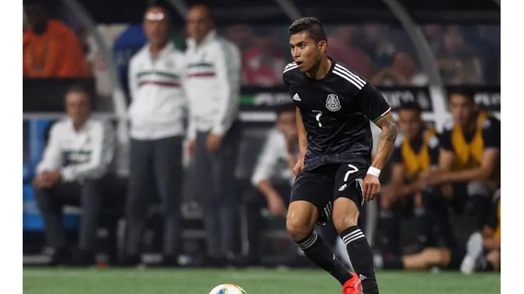 Orbelín Pineda en uno de los amistosos de México.
