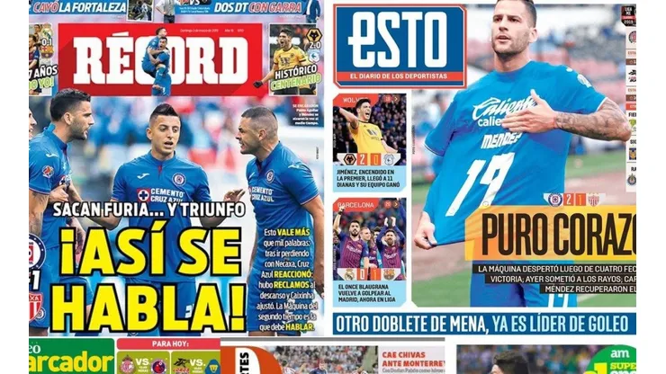 Los principales diarios deportivos mexicanos resaltaron el regreso de la Máquina a la victoria tras cuatro fechas