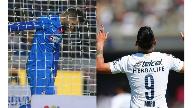 Cauteruccio y Mora eran los dos delanteros de Cruz Azul hace un año.