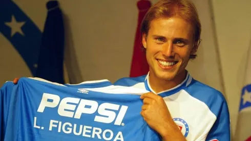 Figueroa cuando fue presentado como jugador de la Máquina